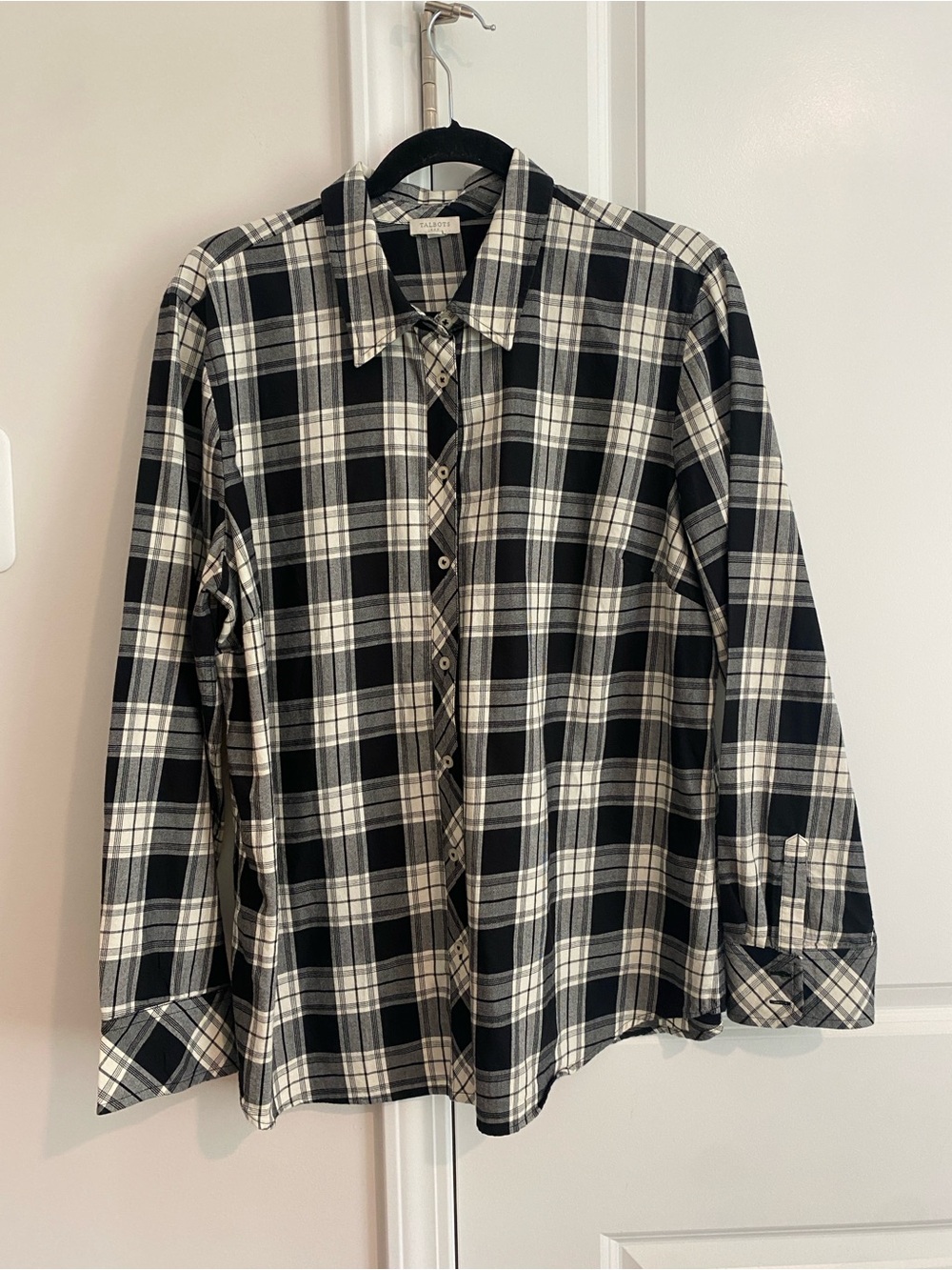 Talbots Black and White Plaid Button-Down Shirt